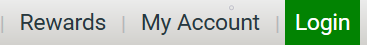Rewards, my account, and login button on Kleen-Rite